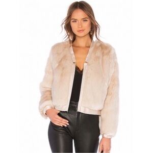 J Brand x Revolve Ashbey Faux Fur Jacket In Champagne New Size  XS Retail $398